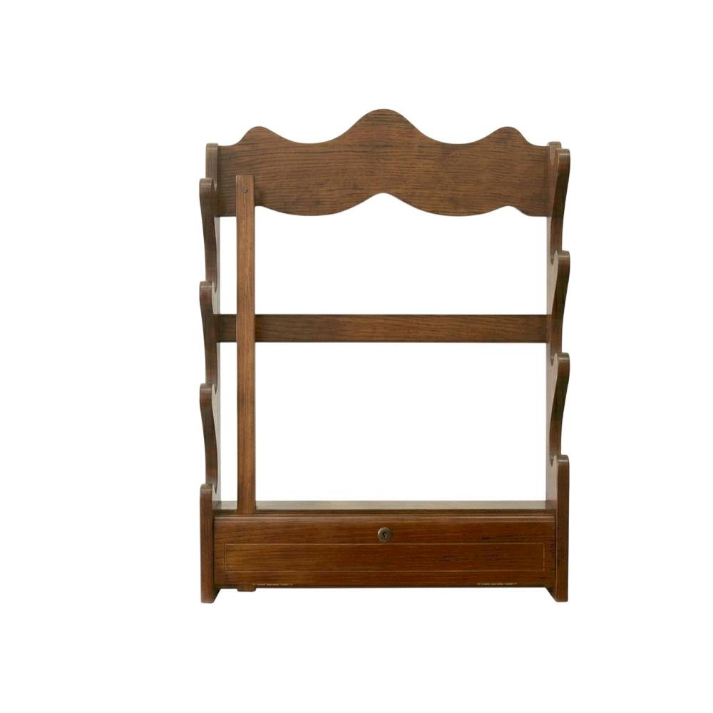 Wood Gun Wall Rack with Locking Storage Compartment for Security