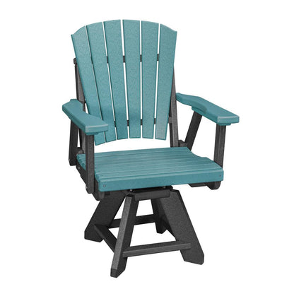 Dining Height Swivel Arm Chair in Aruba Blue with a Black Base