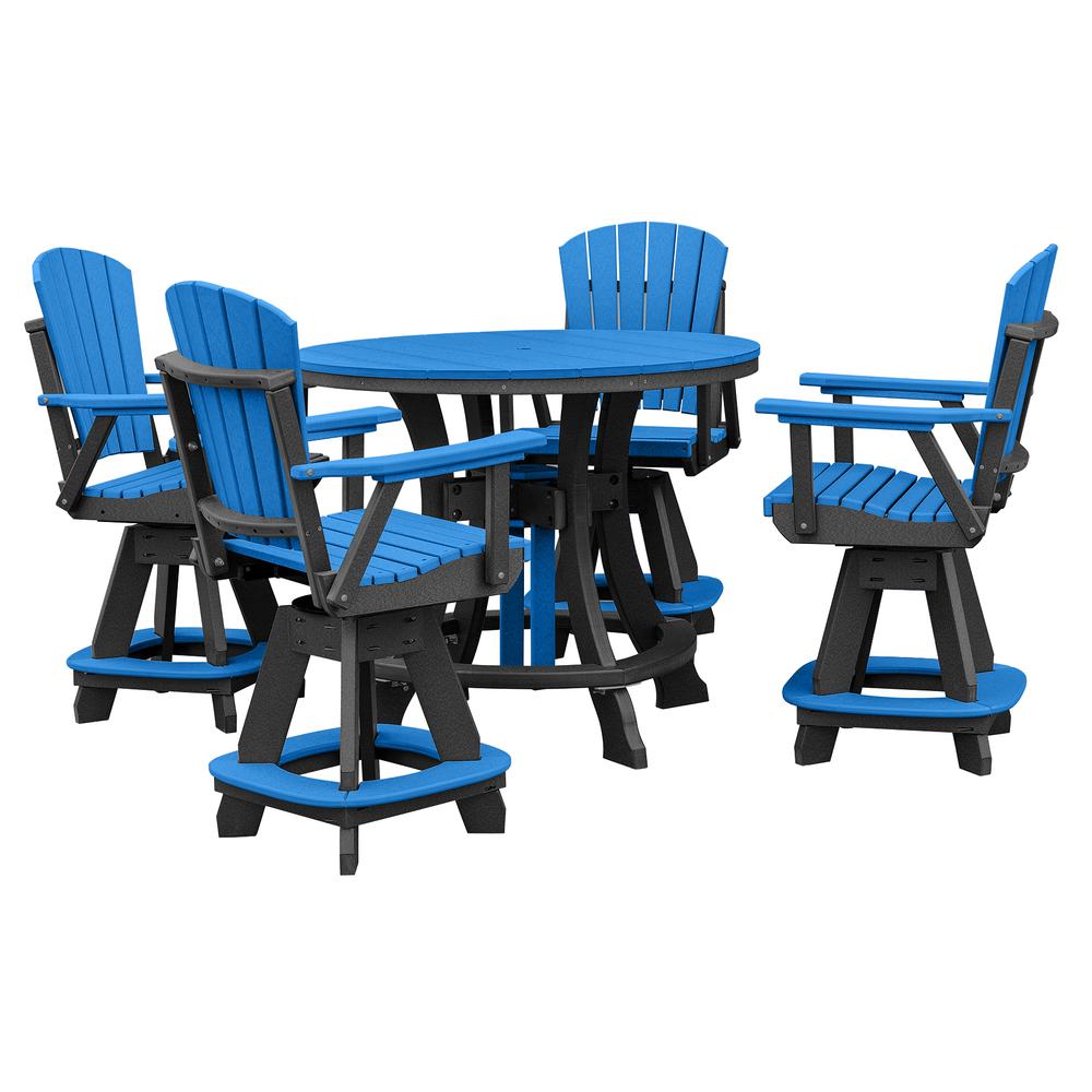 OS Home and Office Model 44R-C-BBK Counter Height Round Table in Blue with Black Base