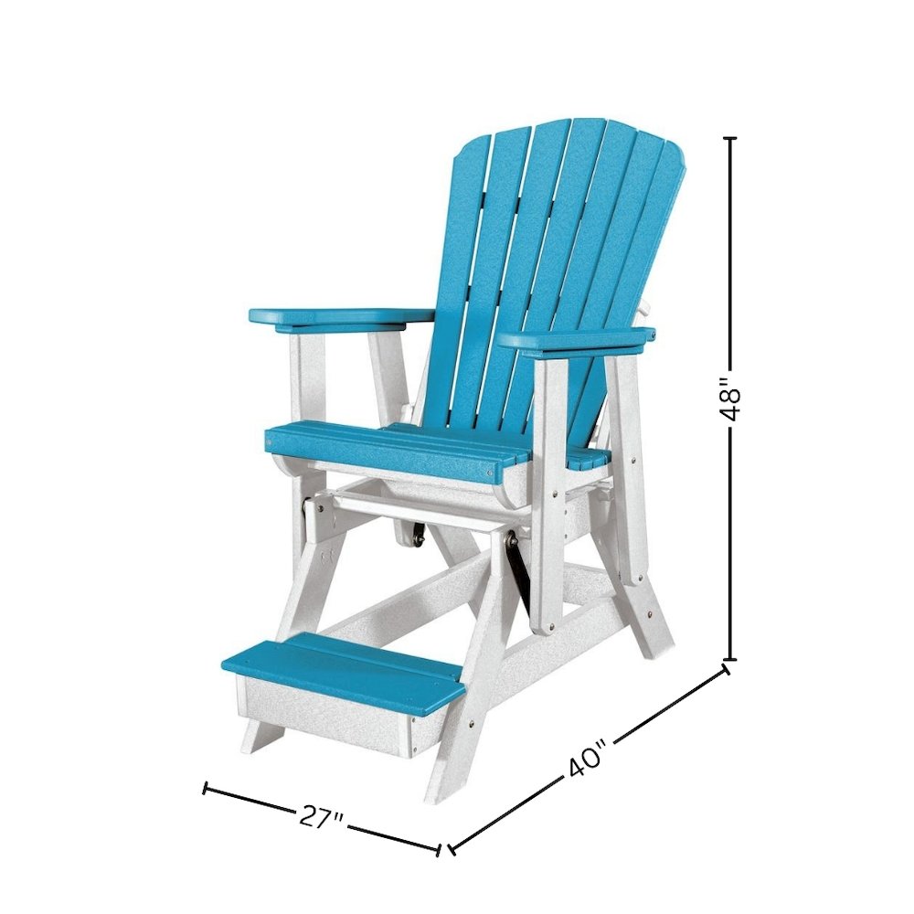Fan Back Balcony Glider, Single Chair, Elevated Seating, All-Weather HDPE, Blue