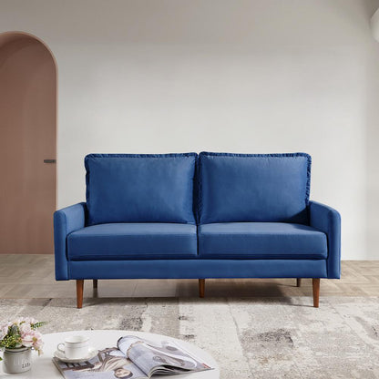 69 Inch Wide Upholstered Two Cushion Sofa with Cambered Arms