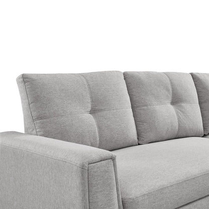 Tufted Sectional Chaise Sofa Sleeper with Storage in Light Grey