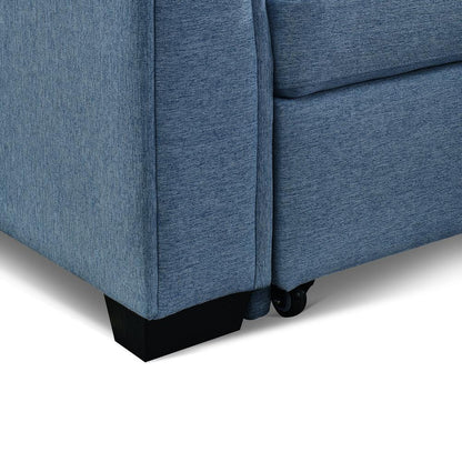 Tufted Sectional Chaise Sofa Sleeper with Storage in Blue