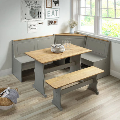 Solid Pine Corner Dining Booth in Corona Gray