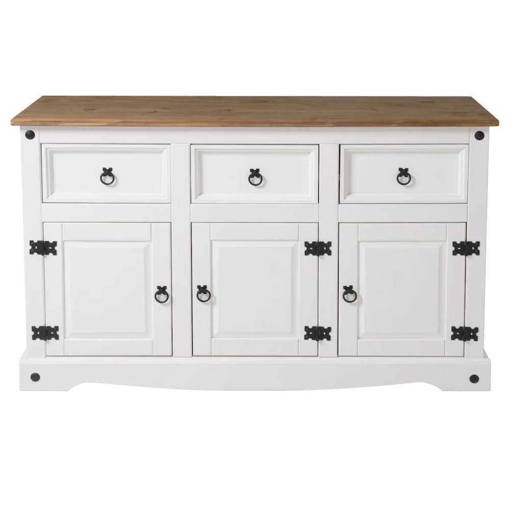 Wood Buffet Sideboard in Distressed White