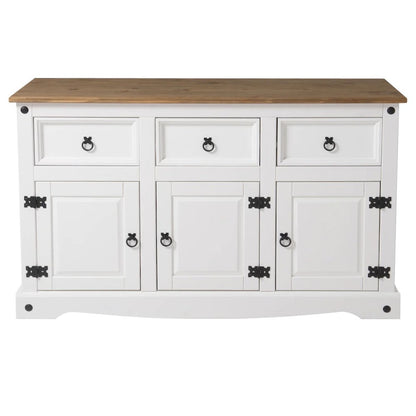 Wood Buffet Sideboard in Distressed White