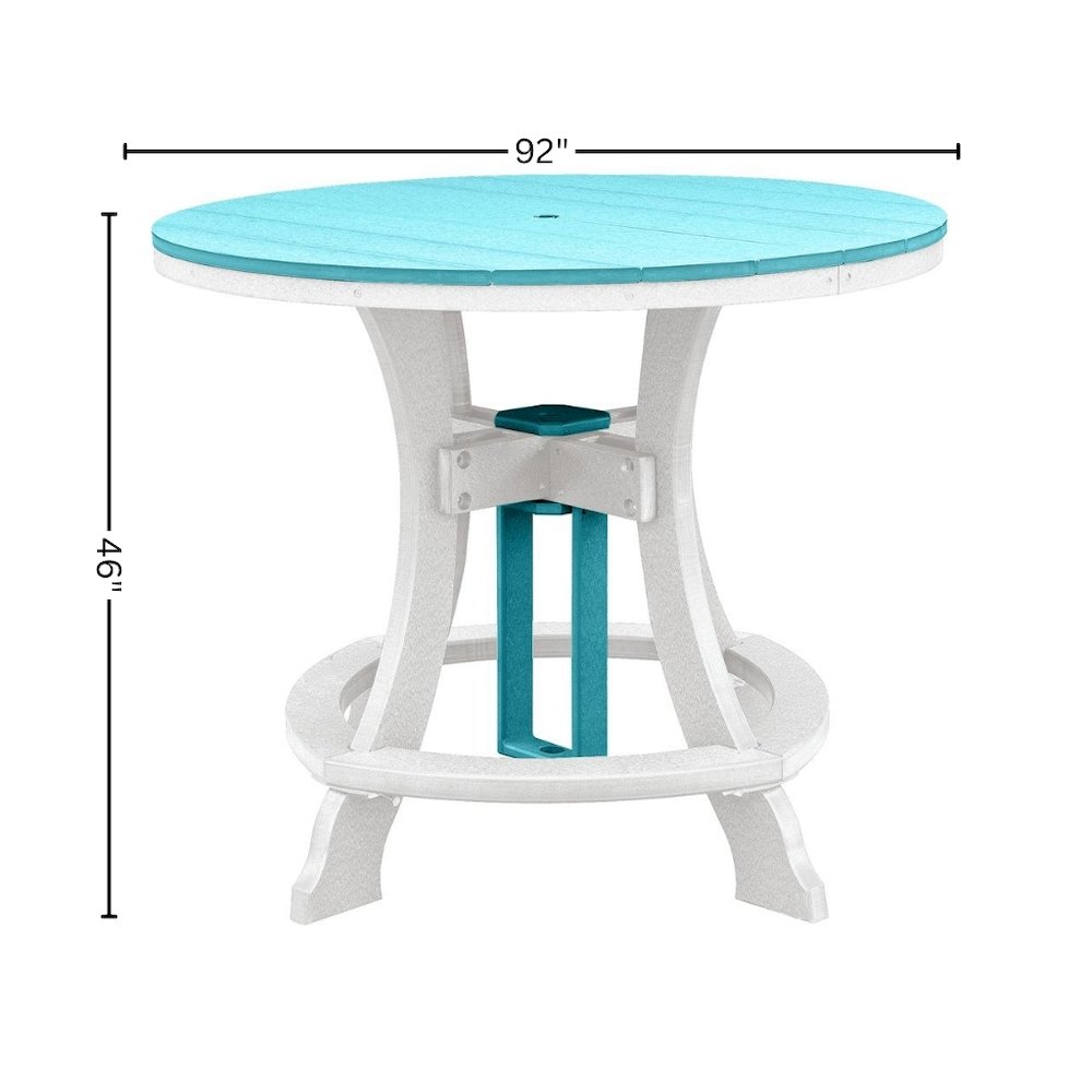 5-Pc Round Dining Set, Aruba Blue, Counter Height, Poly