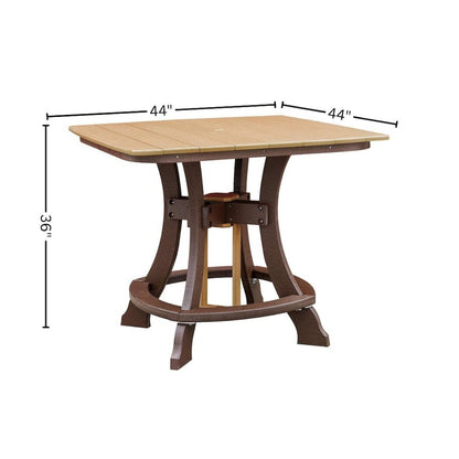 Square Counter Height Dining Set, 5-Piece, Brown HDPE, Patio Table, Foot Rest