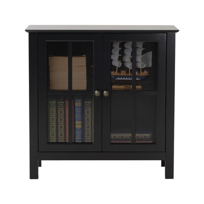 Black Glass Door Accent and Display Cabinet