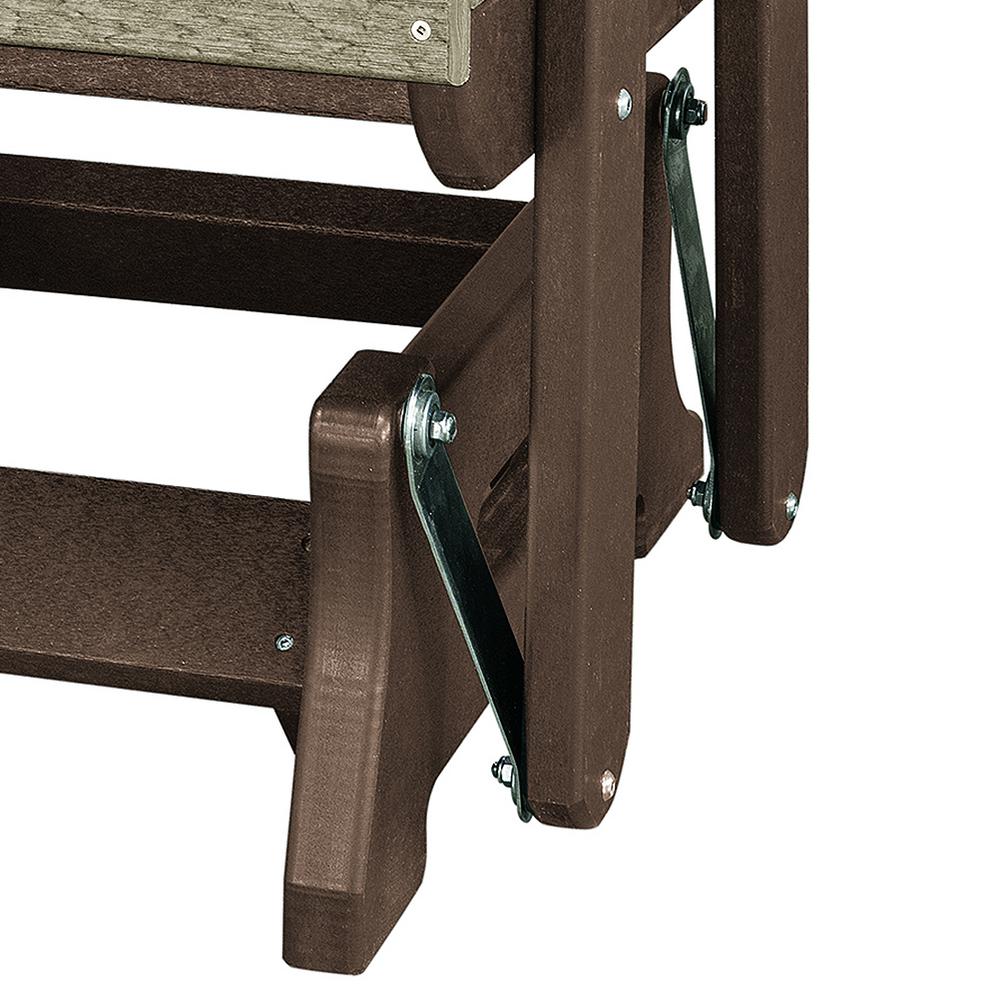 Double Glider with Center Table in Weatherwood and Tudor Brown