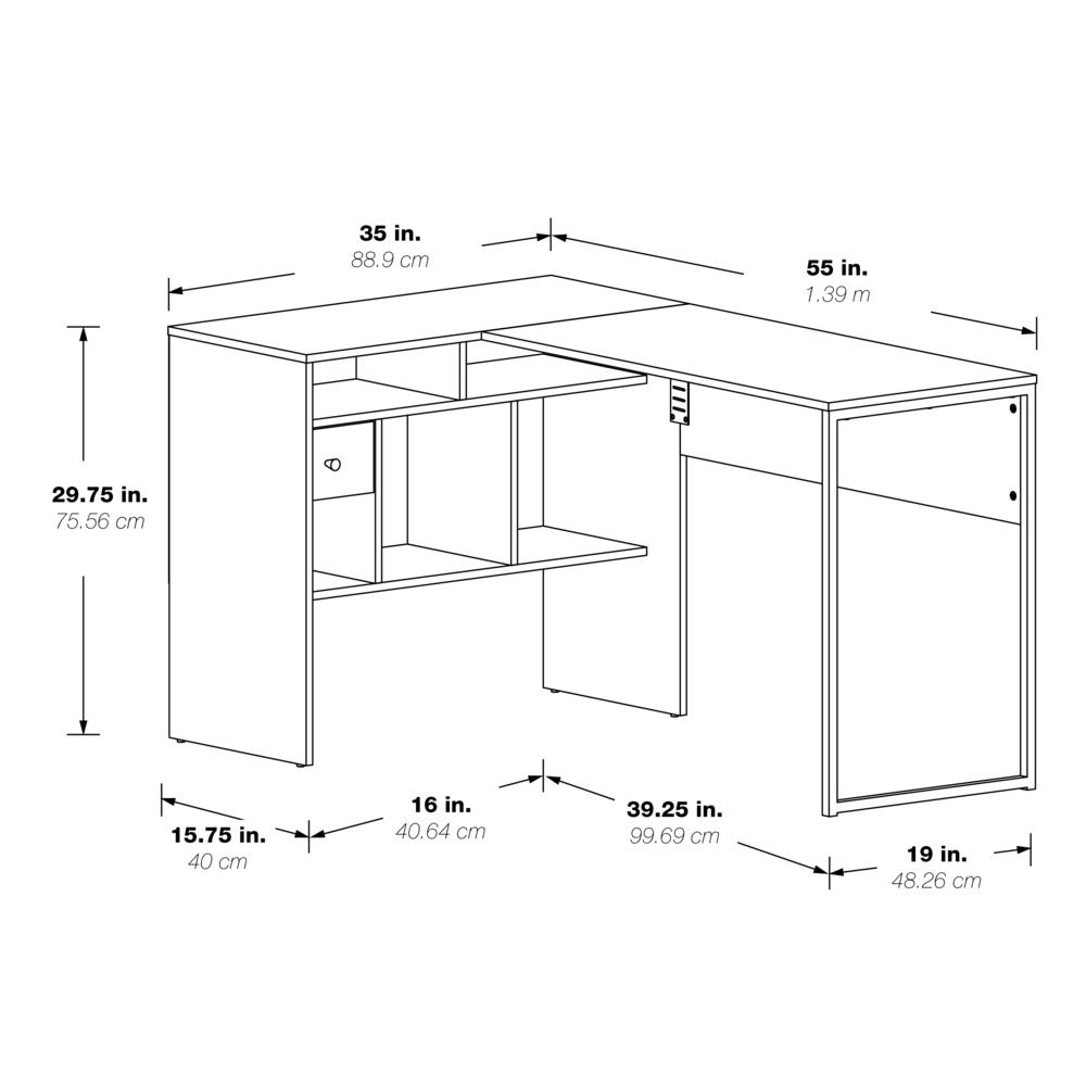 Hagney Lane L-Shape Desk in Farm Oak Finish, HGN782-FK