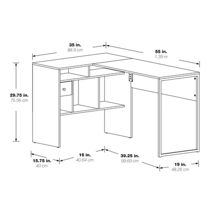 Hagney Lane L-Shape Desk in Farm Oak Finish, HGN782-FK