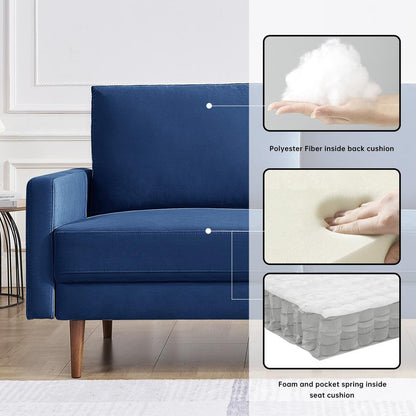 57 Inch Wide Upholstered Two Cushion Loveseat with Square Arms