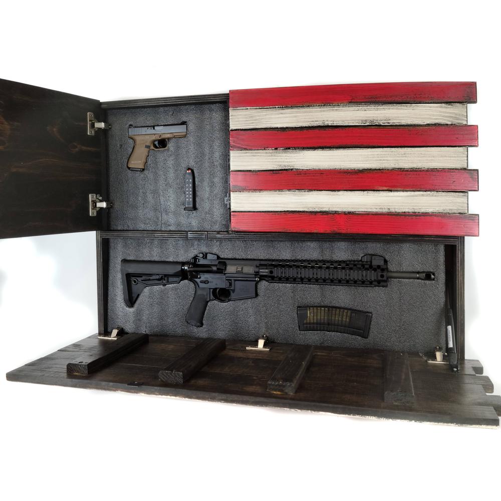 FurniFact American Flag Wall Gun Concealment with Two Secret Compartments