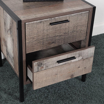 Two Drawer Night Stand with Metal Frame and Legs