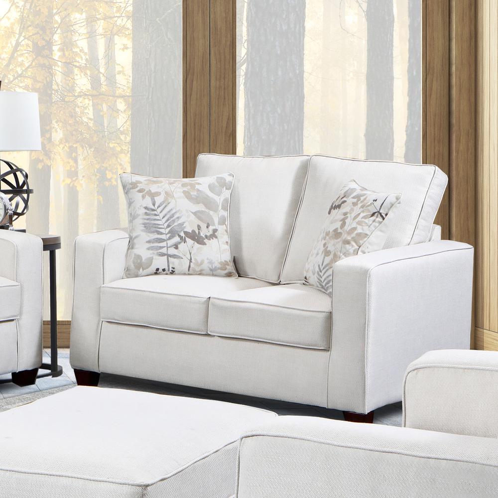 Living Room Relay Linen Loveseat with Two Throw Pillows