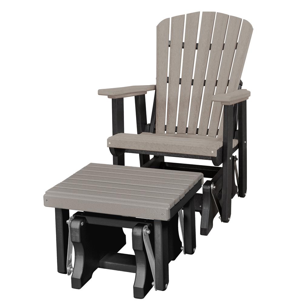 Fan Back Glider and Ottoman Glider in Light Gray with a Black Base