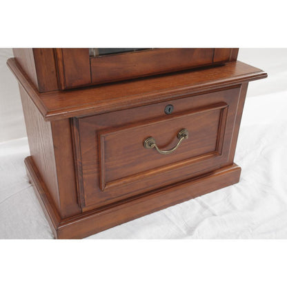 600, 8 Gun Cabinet with locking tempered glass door and locking drop down door.