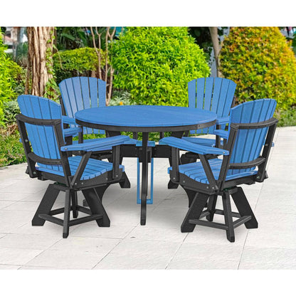 Dining Height Swivel Arm Chair in Blue with a Black Base