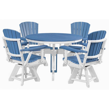 Five Piece Round Dining Height Dining Set in Blue with a White Base