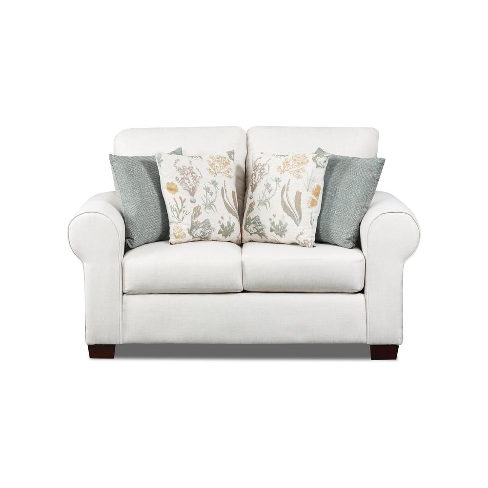 Living Room Beaujardin Loveseat with Four Throw Pillows