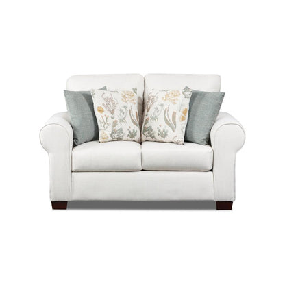 Living Room Beaujardin Loveseat with Four Throw Pillows