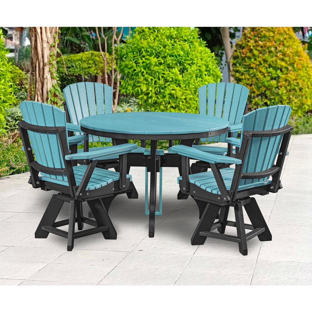Dining Height Swivel Arm Chair in Aruba Blue with a Black Base