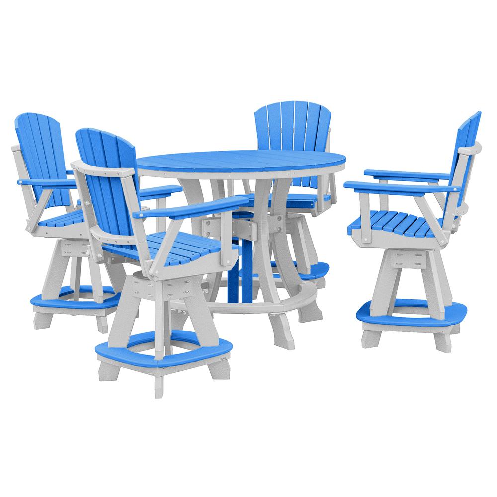 OS Home and Office Model 44R-C-BW Counter Height Round Table in Blue with White Base