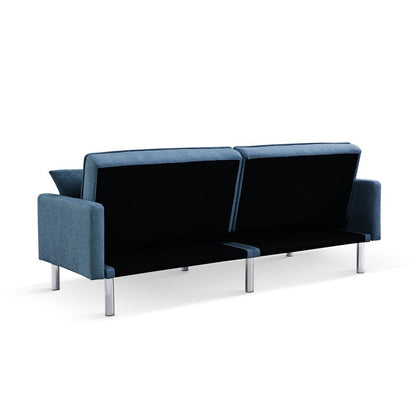 Tufted Futon Convertible Sofa Sleeper with Two Throw Pillows