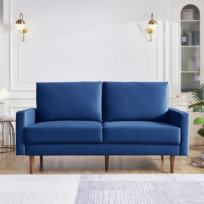 69 Inch Wide Upholstered Two Cushion Sofa with Square Arms