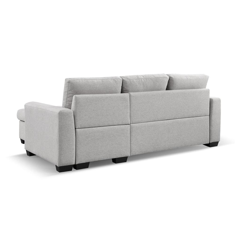 Tufted Sectional Chaise Sofa Sleeper with Storage in Light Grey