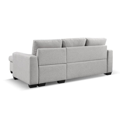 Tufted Sectional Chaise Sofa Sleeper with Storage in Light Grey