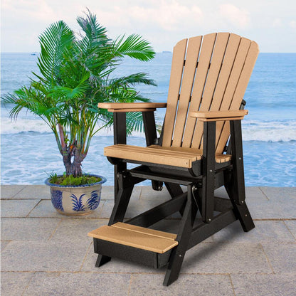 OS Home and Office Model 516CBK-K Double Balcony Height Glider with Center Table in Cedar and Black