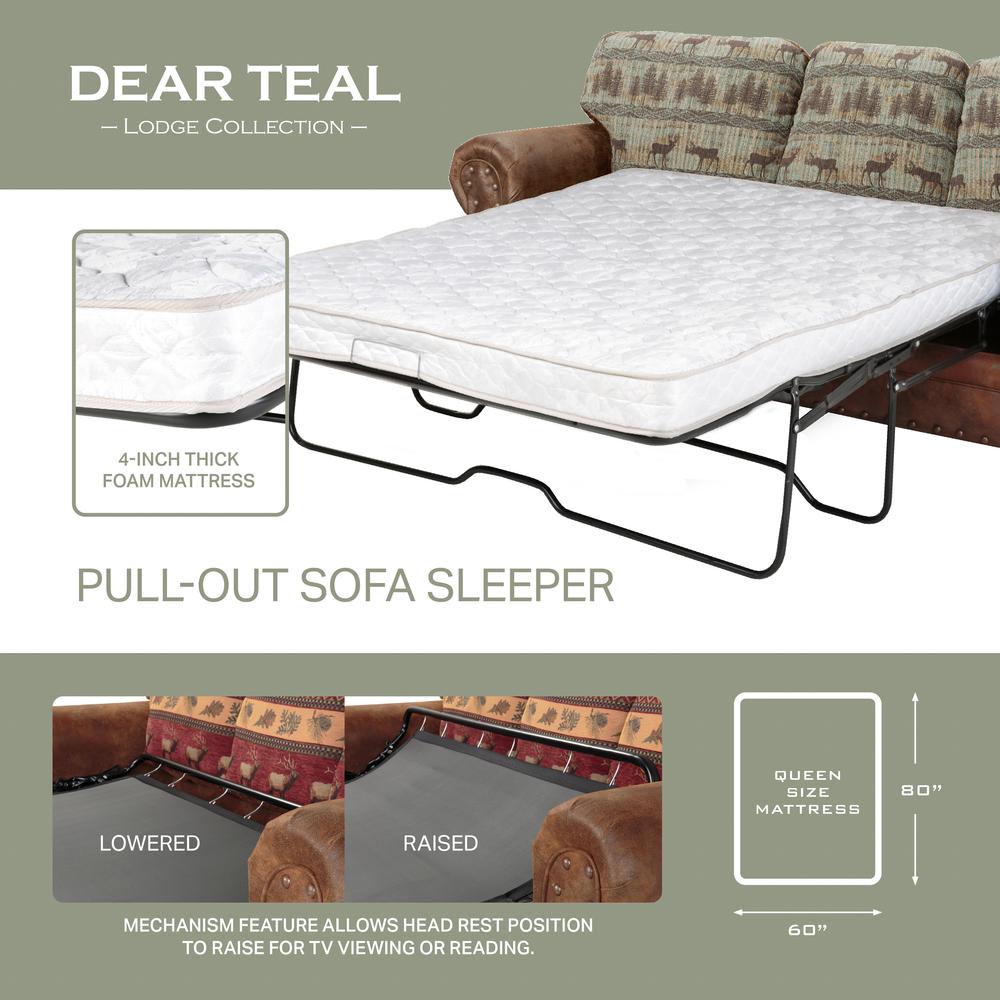American Furniture Classics Model 8500-90S Deer Teal Lodge 4-Piece Set with Sleeper