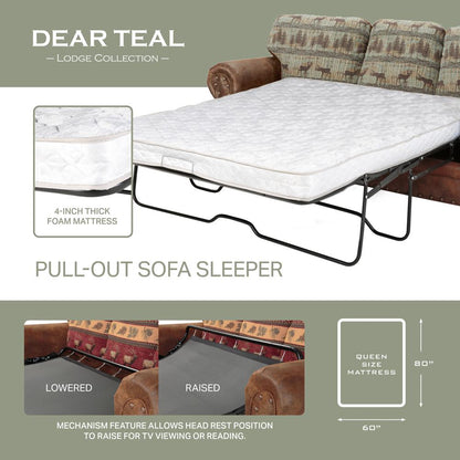 American Furniture Classics Model 8500-90S Deer Teal Lodge 4-Piece Set with Sleeper