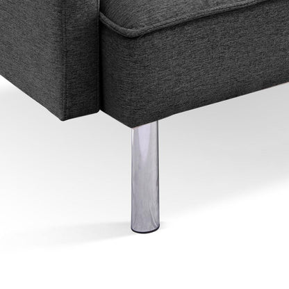 Tufted Futon Convertible Sofa Sleeper with Two Throw Pillows