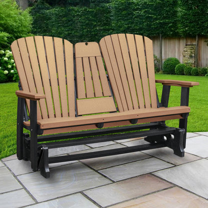 Two Seat Fan Back Glider with Drop Down Table/Cup Holder in Cedar