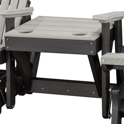 Double Glider with Center Table in Light Gray and Black