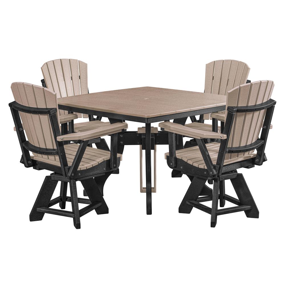 Five Piece Square Dining Height Dining Set in Weatherwood with a Black Base