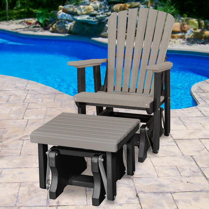 Fan Back Glider and Ottoman Glider in Light Gray with a Black Base