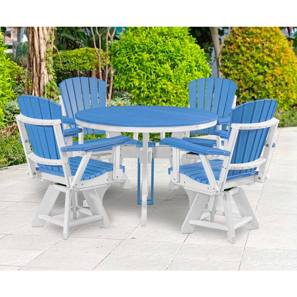 Dining Height Swivel Arm Chair in Blue on a White Base
