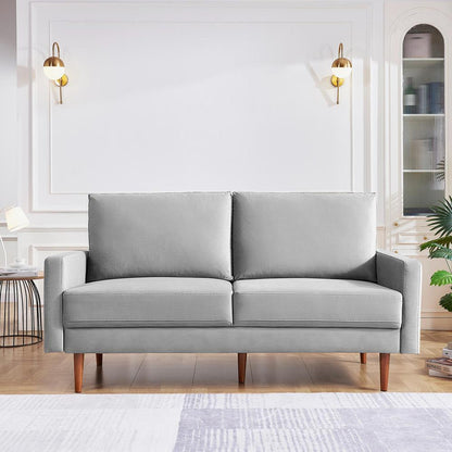 69 Inch Wide Upholstered Two Cushion Sofa with Square Arms