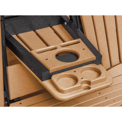 Two Seat Fan Back Glider with Drop Down Table/Cup Holder in Cedar