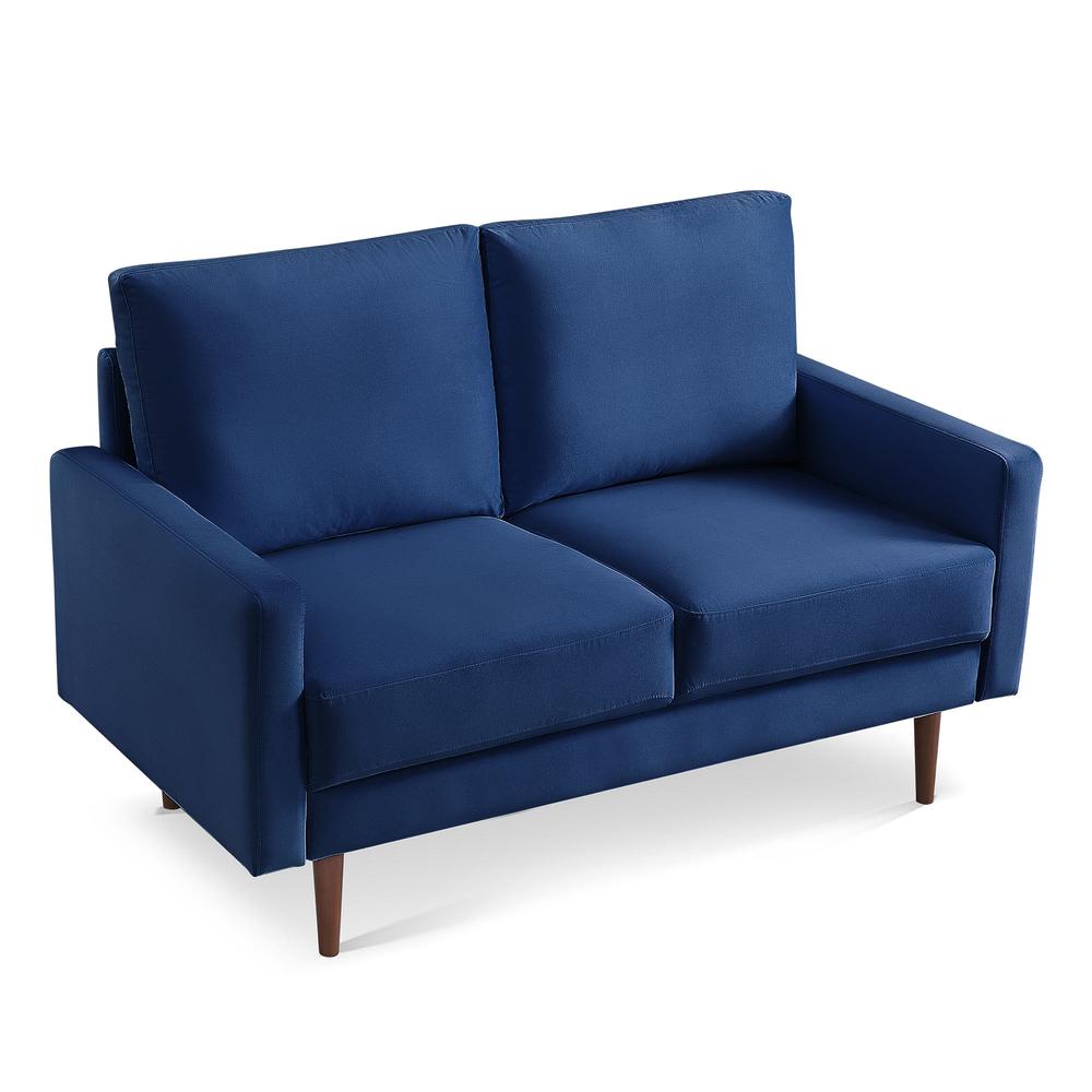 57 Inch Wide Upholstered Two Cushion Loveseat with Square Arms