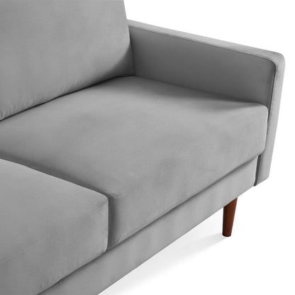 69 Inch Wide Upholstered Two Cushion Sofa with Square Arms