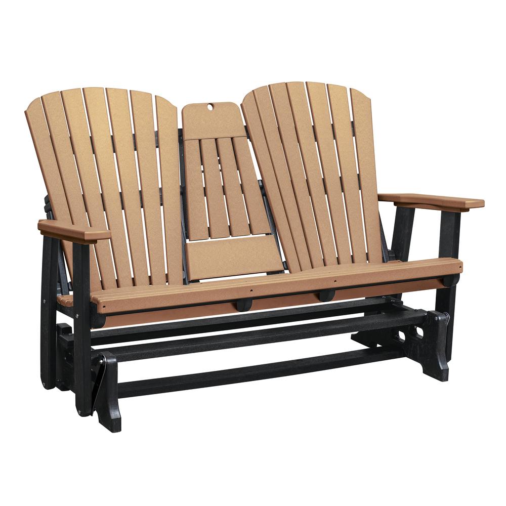 Two Seat Fan Back Glider with Drop Down Table/Cup Holder in Cedar