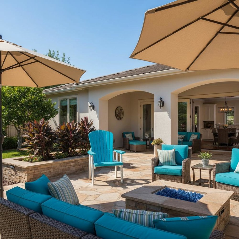 Fan Back Dining Chair, Single Seat, All-Weather HDPE, Aruba Blue