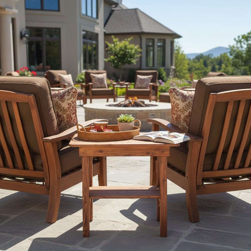 Rectangular Side Table, Outdoor Accent, Brown Wood Design
