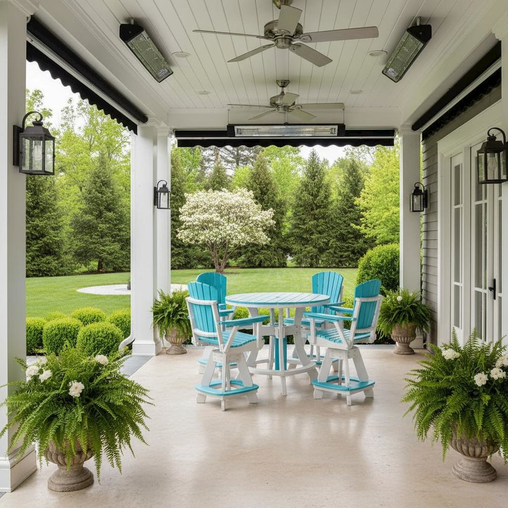 5-Pc Round Dining Set, Aruba Blue, Counter Height, Poly