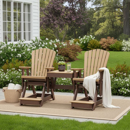 Double Balcony Height Glider, 2-Seater, Brown Center Table, Outdoor Seating